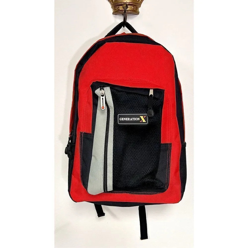 Overland Mens Black‎ & Red Gadget Ready To Go Padded Backpack Generation X NWT